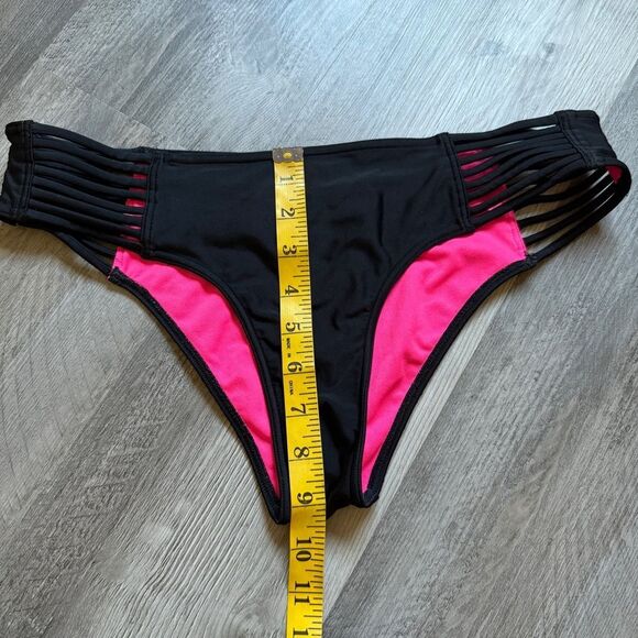 Hollister Black Bikini Bottom Strappy Beach Vacation Large Swimwear - Picture 6 of 10
